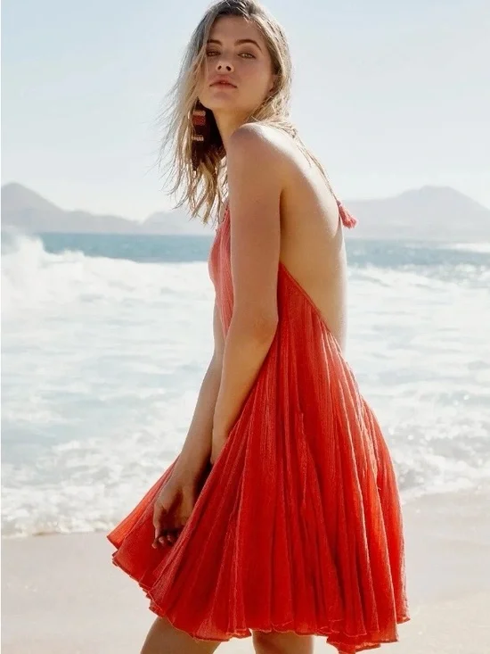 NWOT Free People Catching Rays Halter Dress - Picture 3 of 6